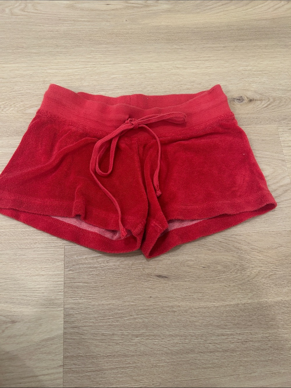 Hard Tail Red Terry Cloth Drawstring Kids Shorts